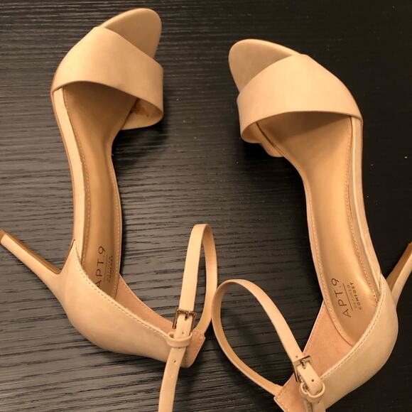 Apt 9 Nude High Heels Tan Cream Beige Formal Shoes Size 11 Ankle Strap Stilleto - Picture 7 of 10